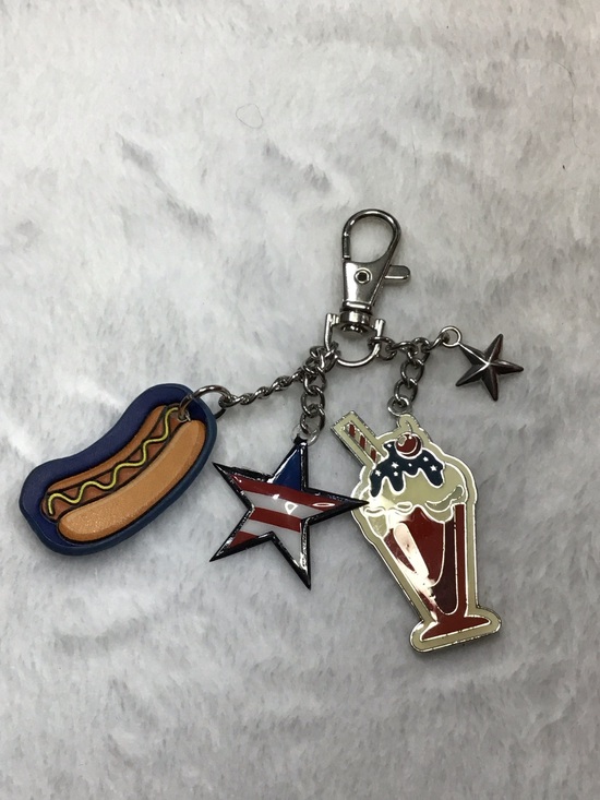 Accessories - Patriotic Hot Dog & Milkshake Keychain Charm - Blue/Red